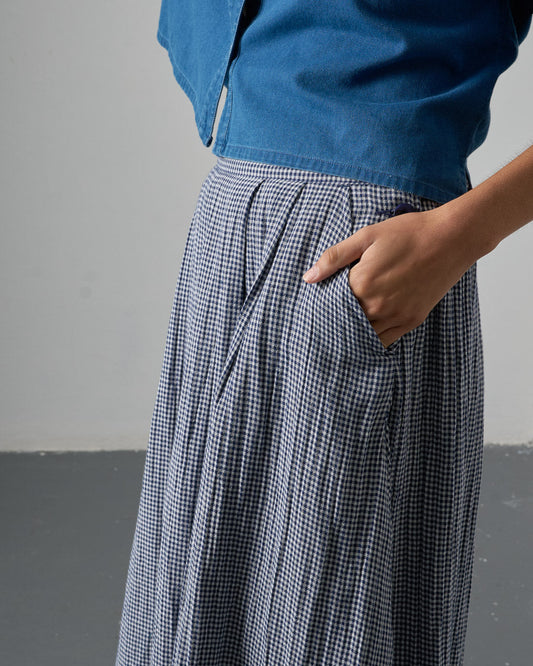 Bibico Wander Midi skirt in Navy Check