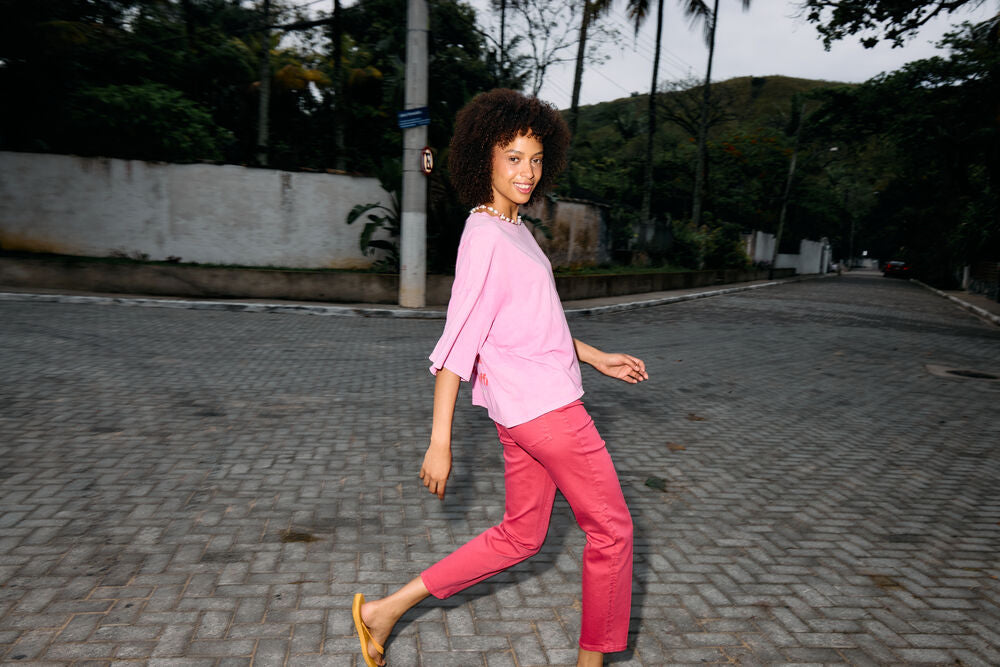 ICHI Ziggy Raven Denim Jeans in Azalea Pink