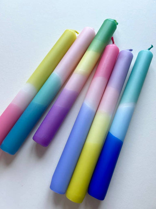 The Colour Emporium set of 6 pastel dip dyed candles