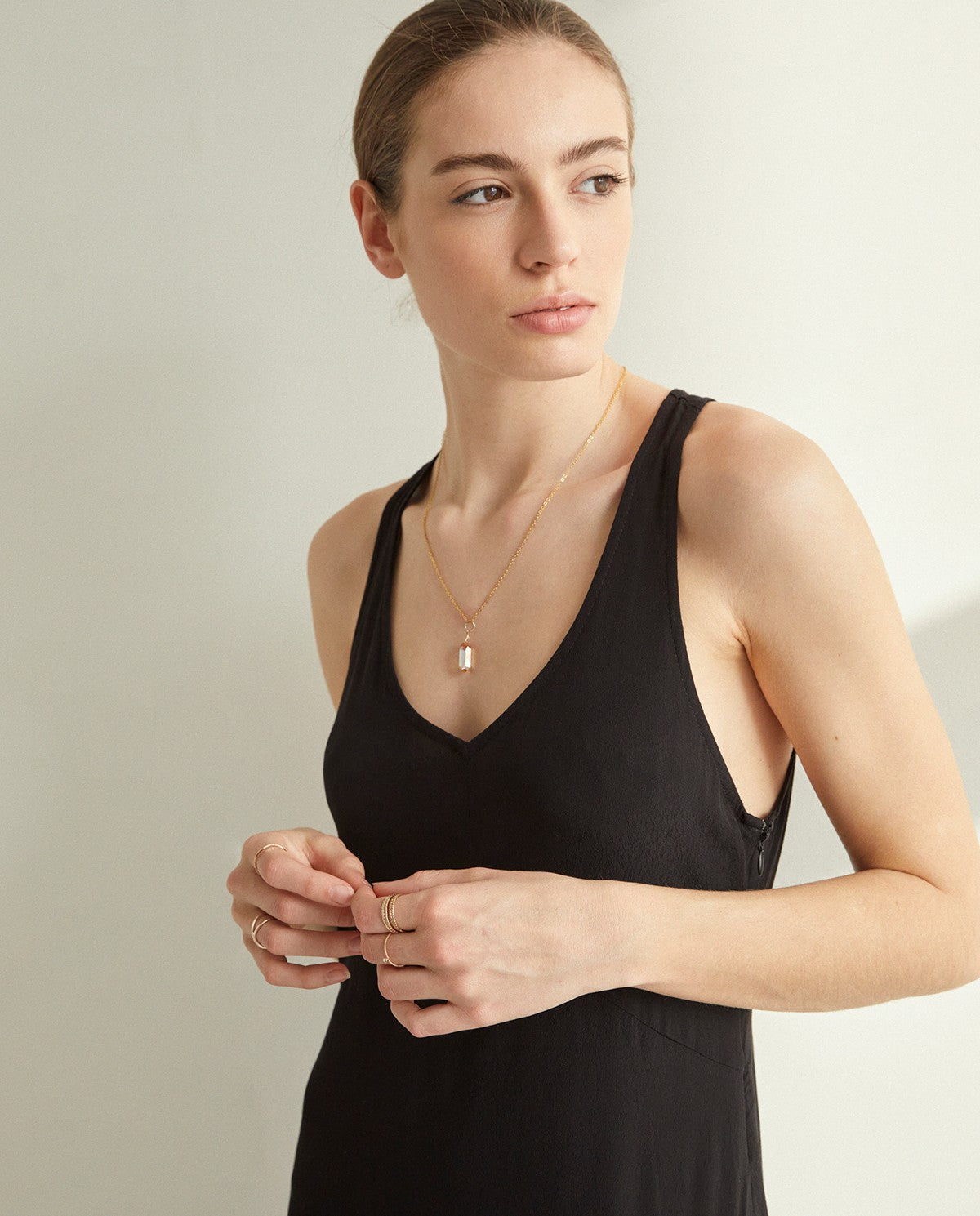 Yerse Long Flowy Dress in Black