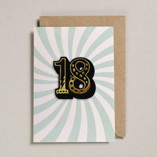 Iron on Big Number Patch Greeting Card 18 Swirl