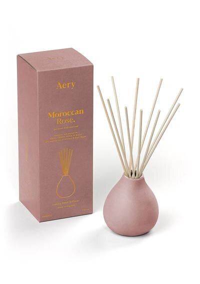 Aery Reed Diffuser in dusky pink clay pot - Moroccan Rose 200ml