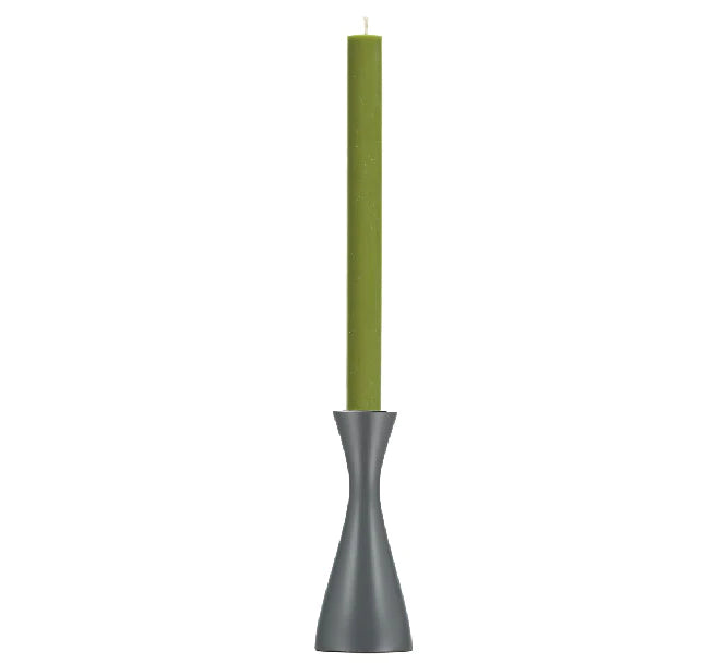 Gunmetal Grey Candle Holder with Olive Green Candle