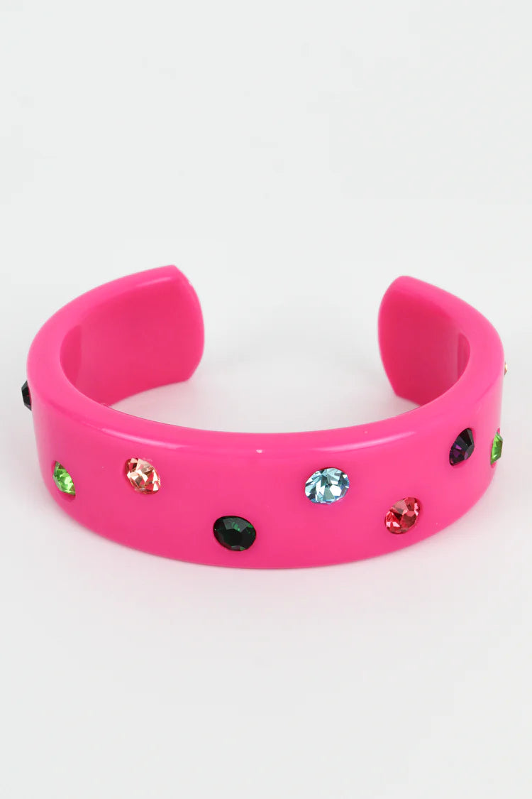 Hot Pink Chunky Gem Bangle 