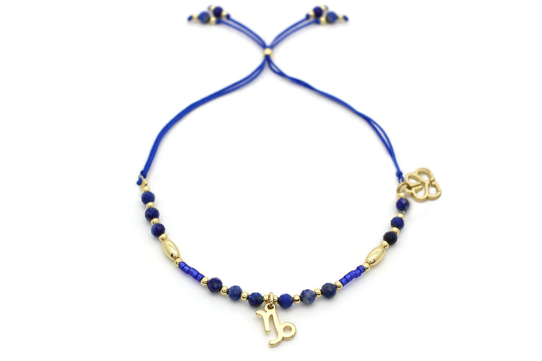 Capricorn Zodiac Gemstone Gold Bracelet 