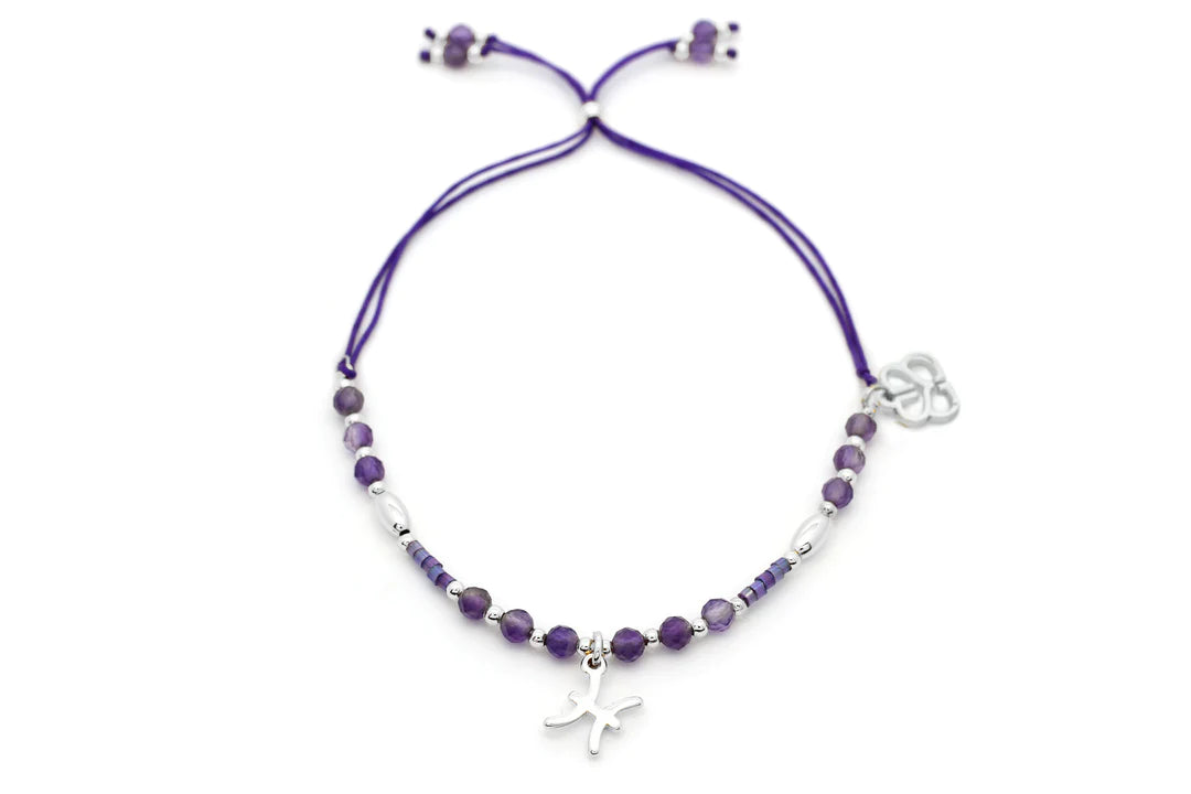 Gemstone Silver Bracelet with Amethyst