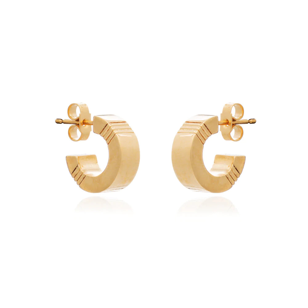 12mm x 4mm Mini Hoop Earrings Gold