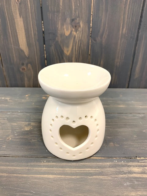 White Heart Ceramic Wax/Oil Burner