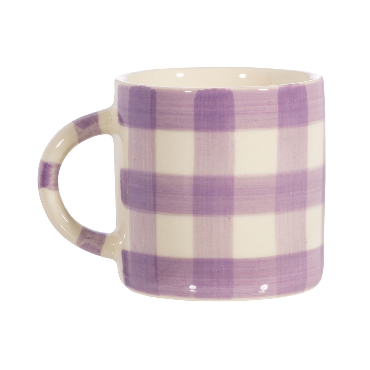 Lilac Gingham Mug - 100% Stoneware