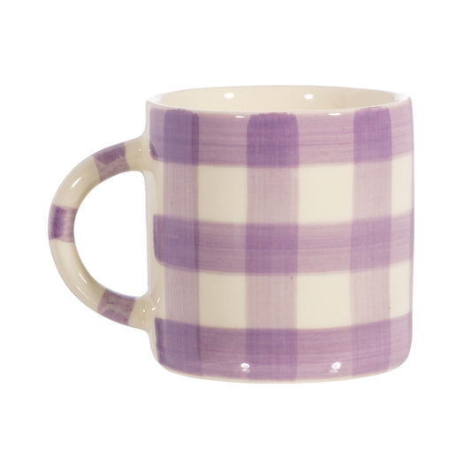 Lilac Gingham Mug - 100% Stoneware