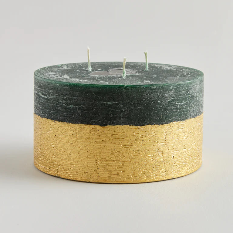 Gold Half Dipped Winter Thyme Candle with 3 wicks