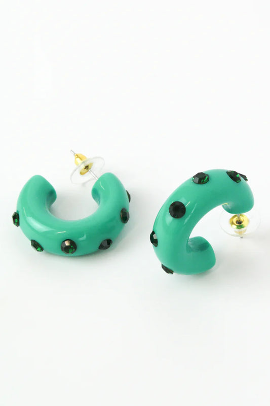 Turquoise Chunky Gem Hoop Earrings