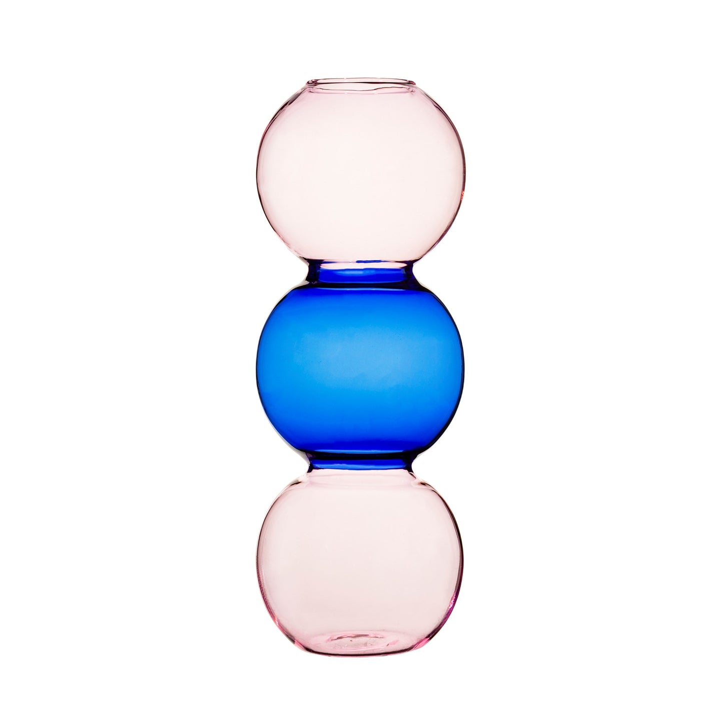 Triple Bubble Glass Vase in Blue & Pink