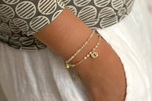 Boho Betty Cancer Zodiac Gemstone Gold Bracelet