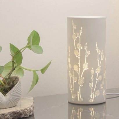 Ceramic Column Lamp in Blooming Branches 