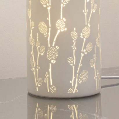 Ceramic Column Lamp in Blooming Branches