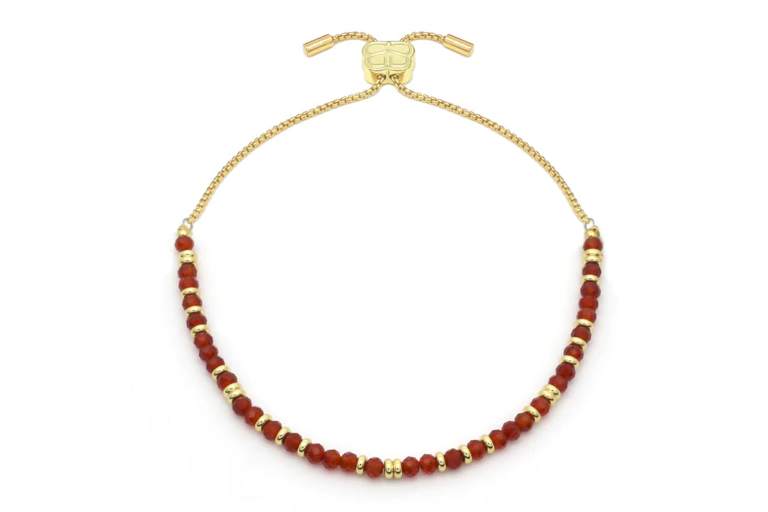 Gold bracelet with carnelian gemstones