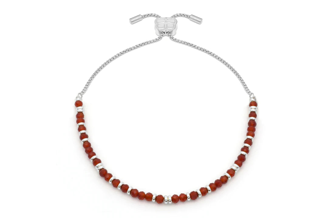 Silver bracelet with carnelian gemstones