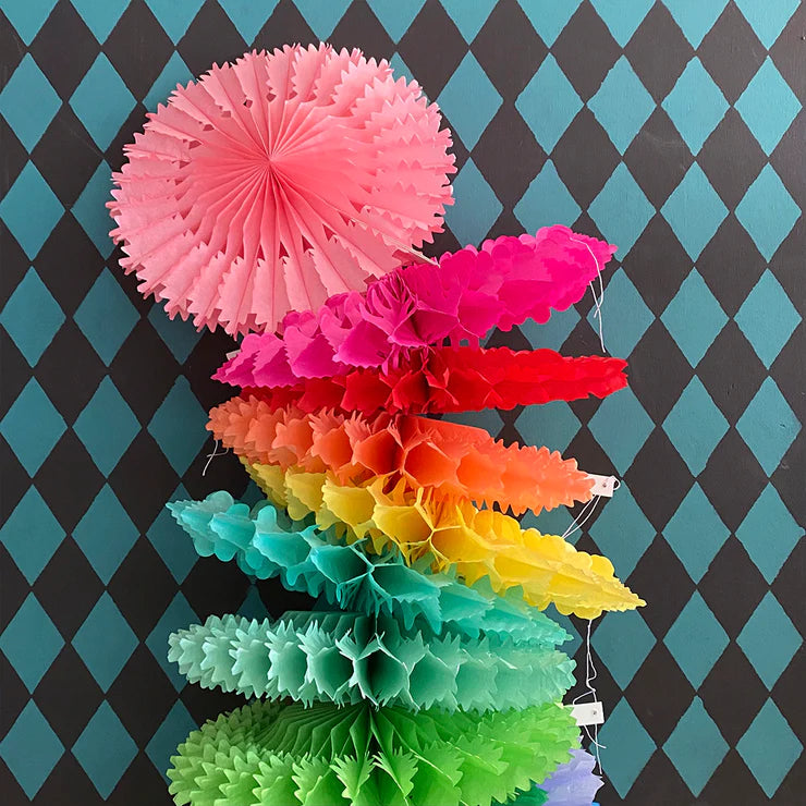 Festive paper fans in a variety of colours
