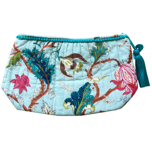 Blue Exotic Flower Wash Bag