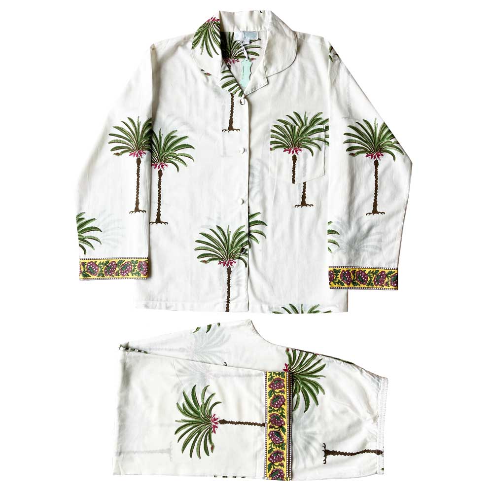 100% Cotton PJs - Gren Palm Tree