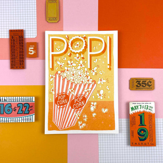 Pop! Popcorn Risograph Art Print A5