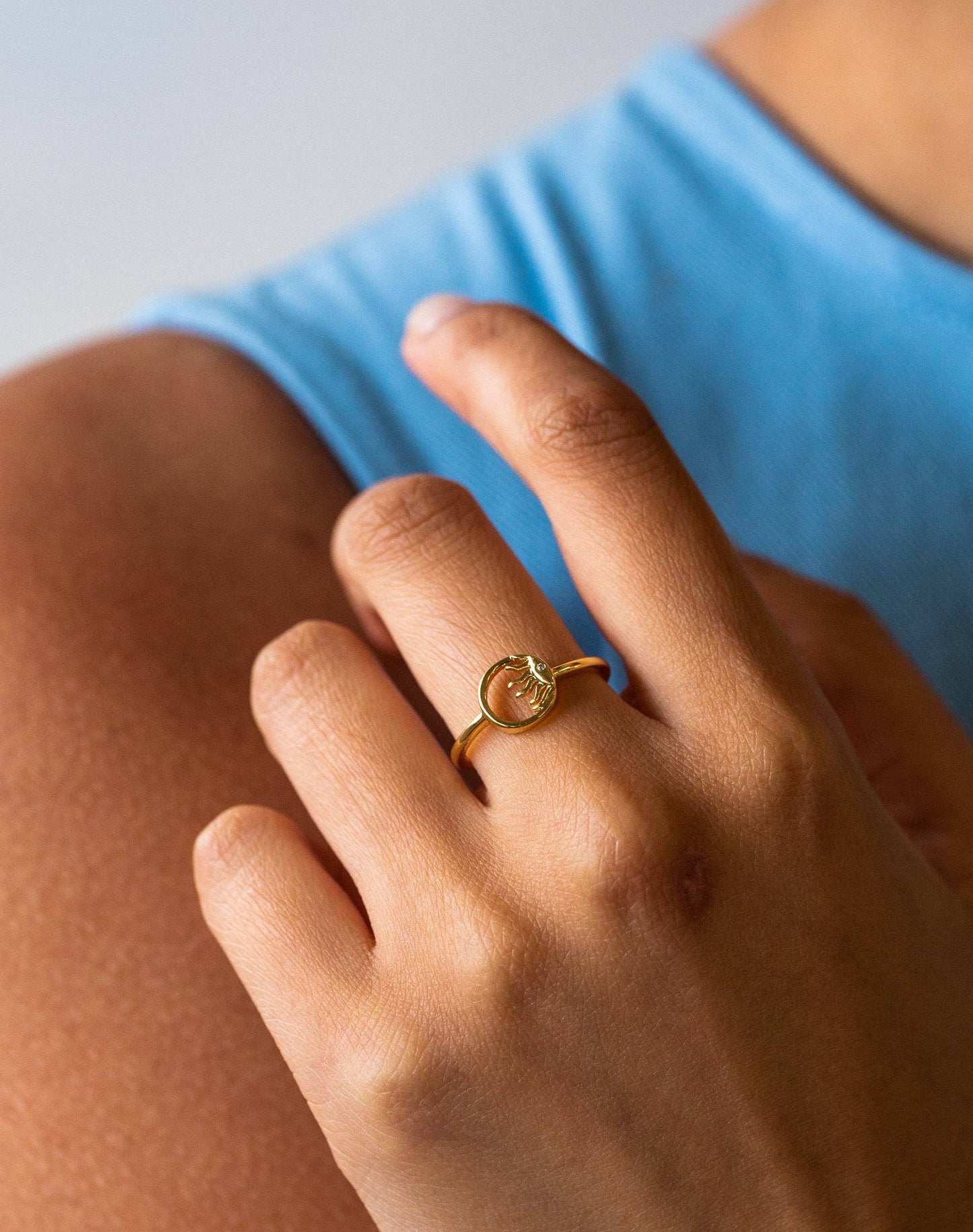 Simple Gold Filled Adjustable Sun Ring