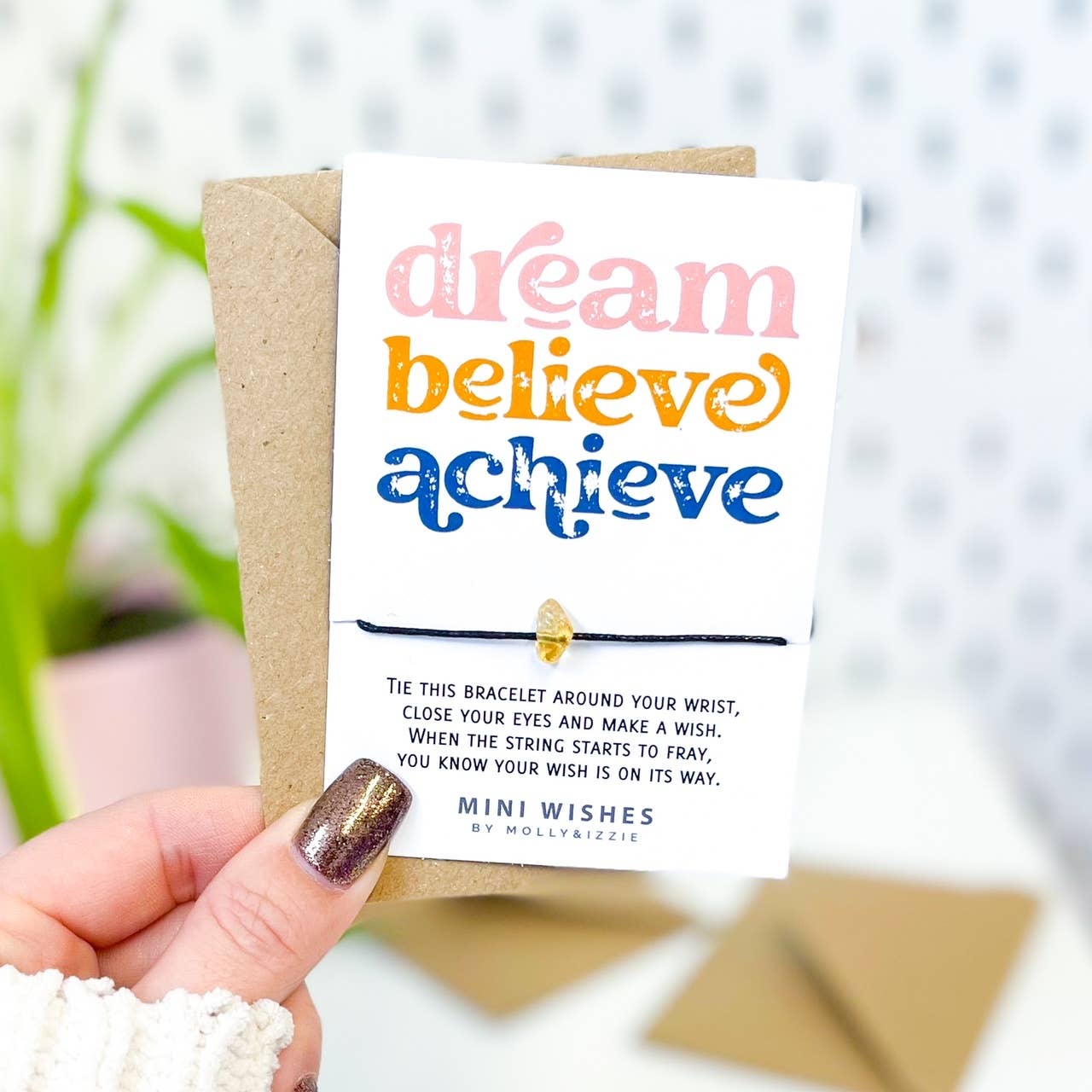 Dream Believe Achieve Mini Crystal Wish Bracelet